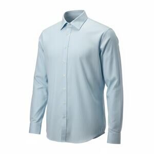 Merona The Ultimate Shirt Powder Blue White Checkered Dress Shirt XL 17-17 1/2